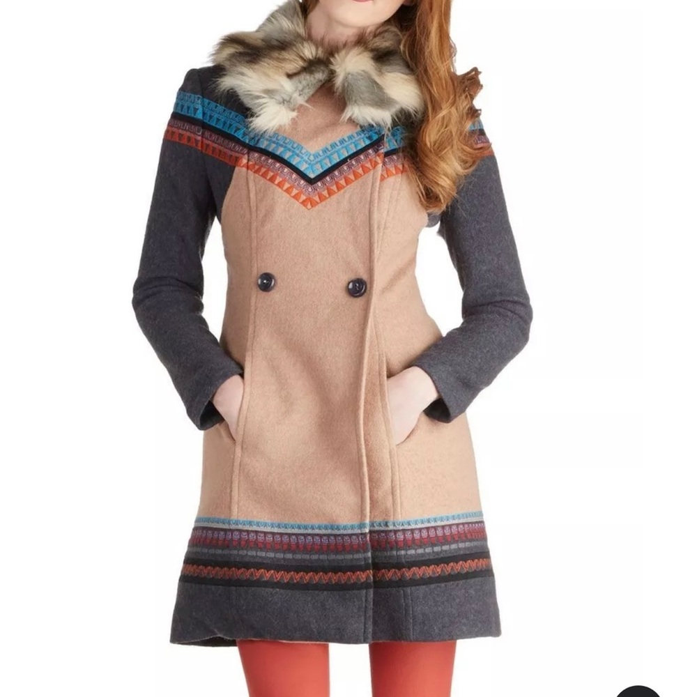 Plenty by Tracy Reese Fur Trim Coat